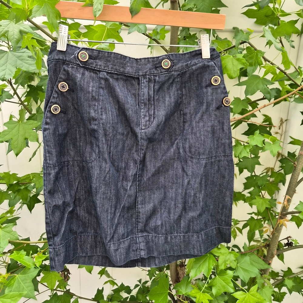 Tommy Hilfiger Nautical Denim Mini Skirt Dark Wash Preppy Coastal Festival 6